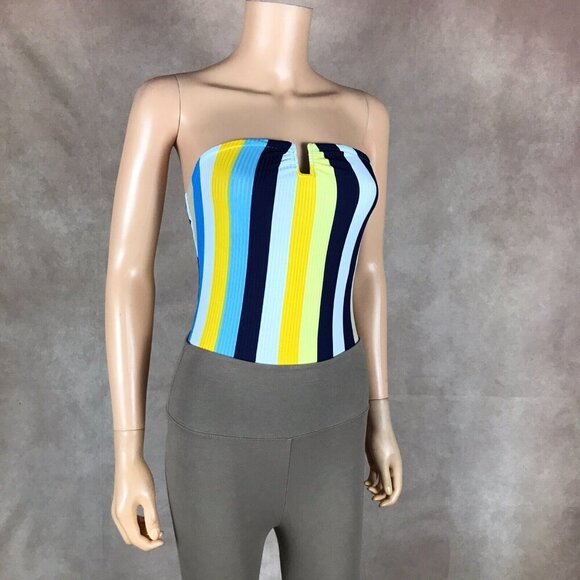 Strapless U-Ring Summer Striped Bodysuit NWT SMALL - Picture 5 of 10